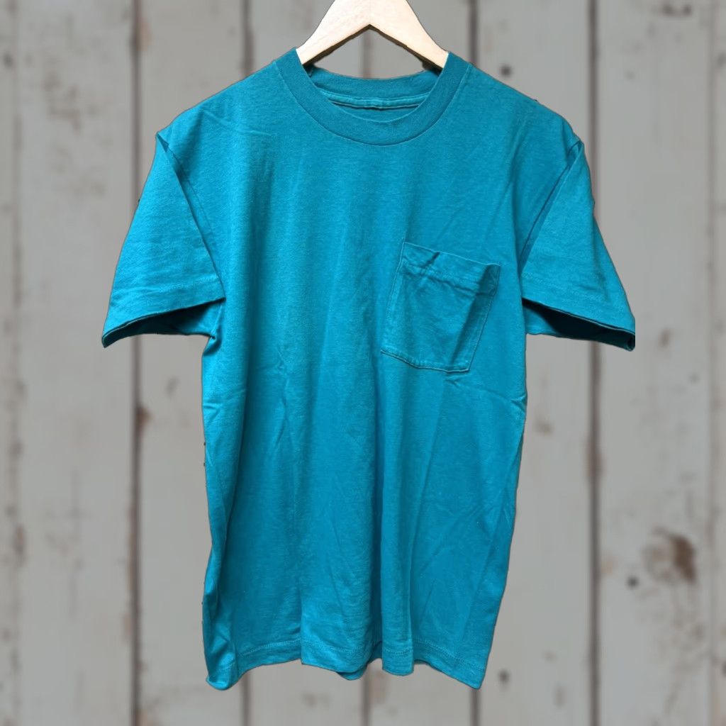 Vintage VINTAGE T-Shirt Green Pocket Crew Neck Short Sleeve M Men Classic Cotton Stitch Single Size US M / EU 48-50 / 2 - 1 Thumbnail