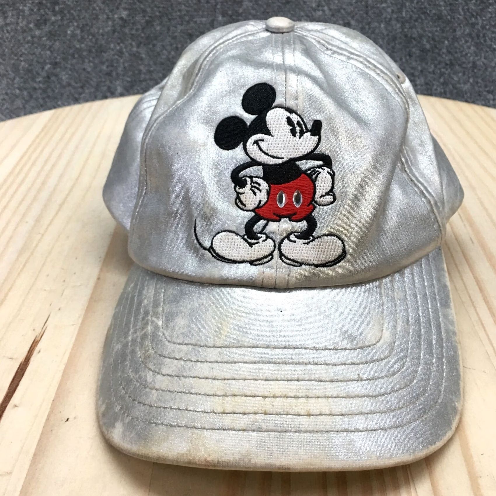 Disney Disney Parks Mickey Mouse Baseball Cap Hat Womens OS Metallic Silver Adjustable Size ONE SIZE - 2 Thumbnail