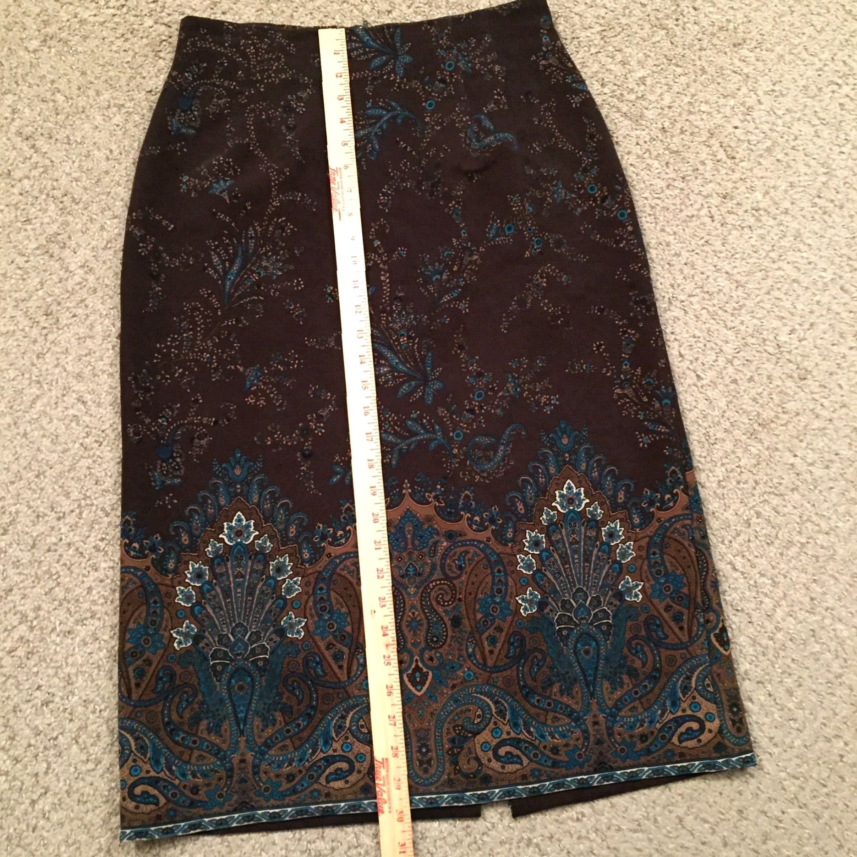 Vintage Briggs Skirt 10P Brown Blue Floral Microfiber Midi Pencil Women Petite Brown Floral Microfiber Midi Pencil 10P Women Briggs Skirt Size 32" / US 10 / IT 46 - 4 Thumbnail