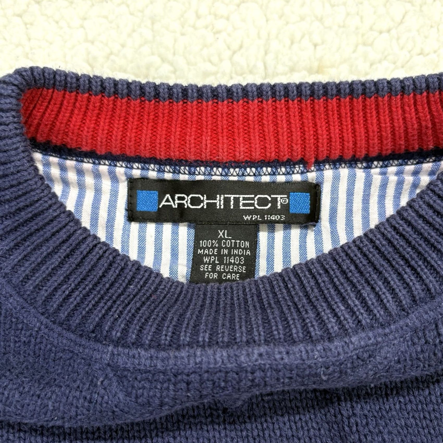 Architect VINTAGE Architect Navy Mens Golf Sweater XL Crew Neck Embroidered Logo Cotton Knit Pullover Classic Crest Size US XL / EU 56 / 4 - 4 Thumbnail