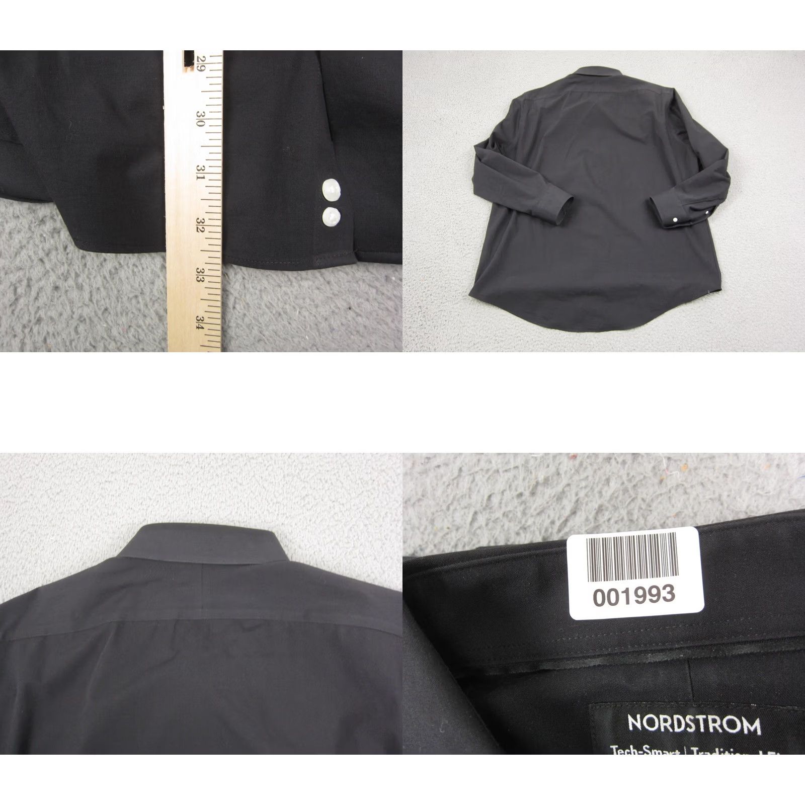 Nordstrom Nordstrom Shirt Mens 16.5 Large Black Button-Up Casual Solid Cotton Polyester Spandex 90s Classic Vintage: No Size US XL / EU 56 / 4 - 8 Thumbnail