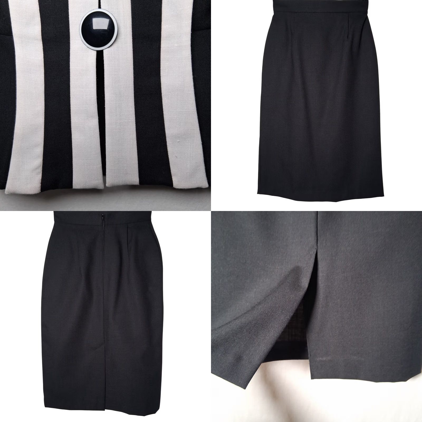 Vintage VINTAGE First Focus 1990s Skirt and Shirt Set 7/8 Black White Pencil Midi Office Wear Womens Size M / US 6-8 / IT 42-44 - 9 Thumbnail