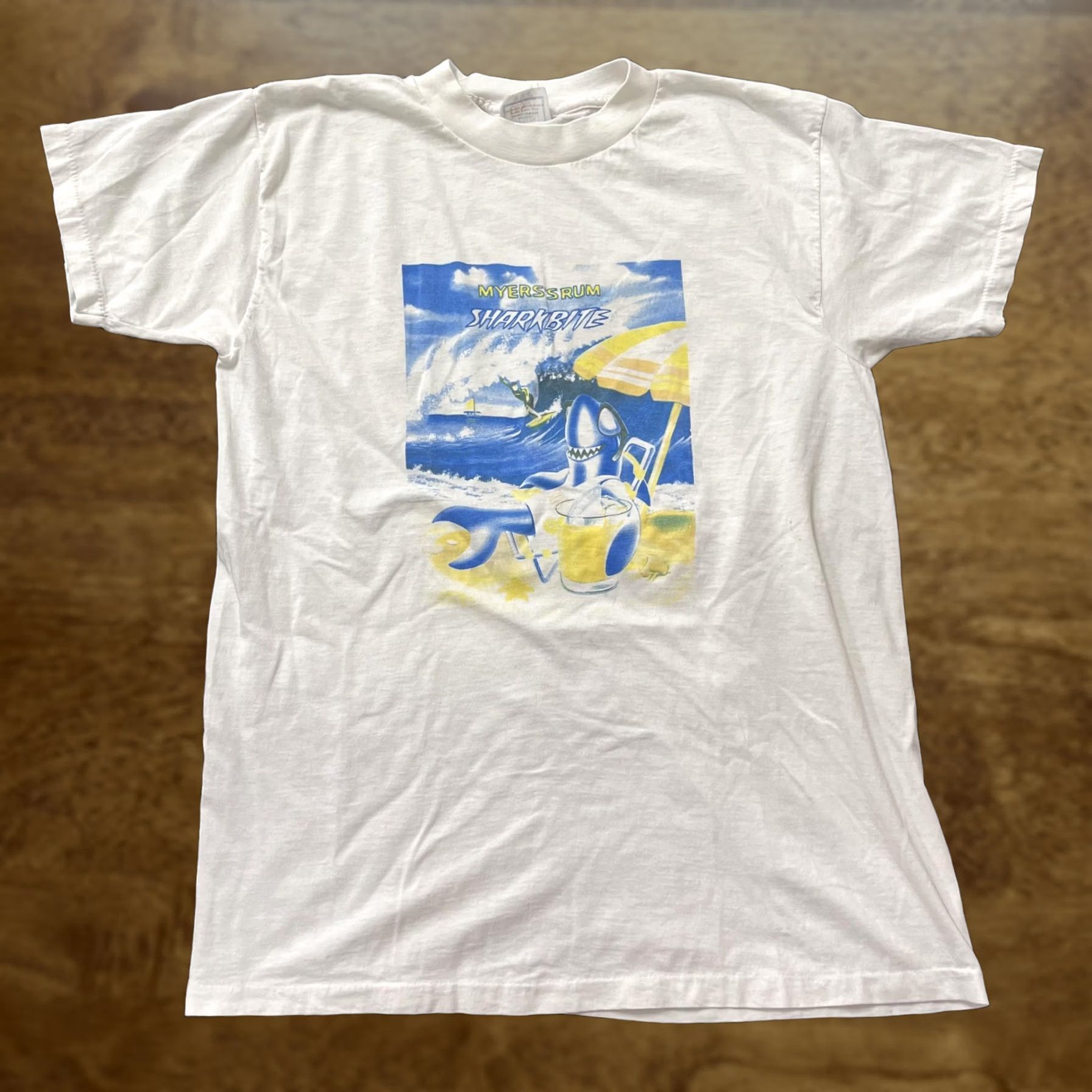 Vintage VINTAGE Myers Rum Shirt Mens XL White Sharkbite Tee 90s Single Stitch Size US XL / EU 56 / 4 - 1 Thumbnail