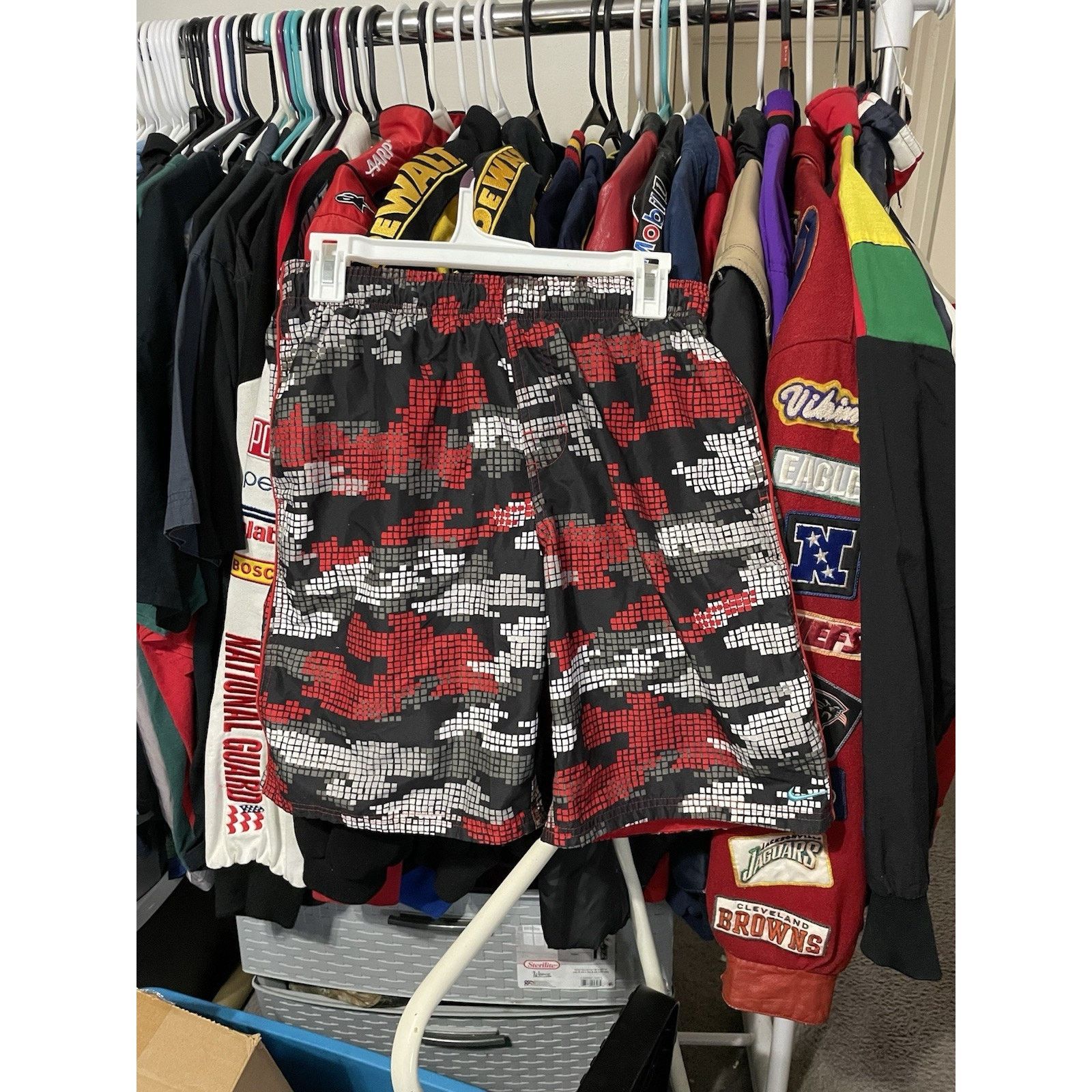 Nike Size XL- NIKE Men's Red Multi Color Camo Swim Board Shorts Size US 43 - 1 Thumbnail