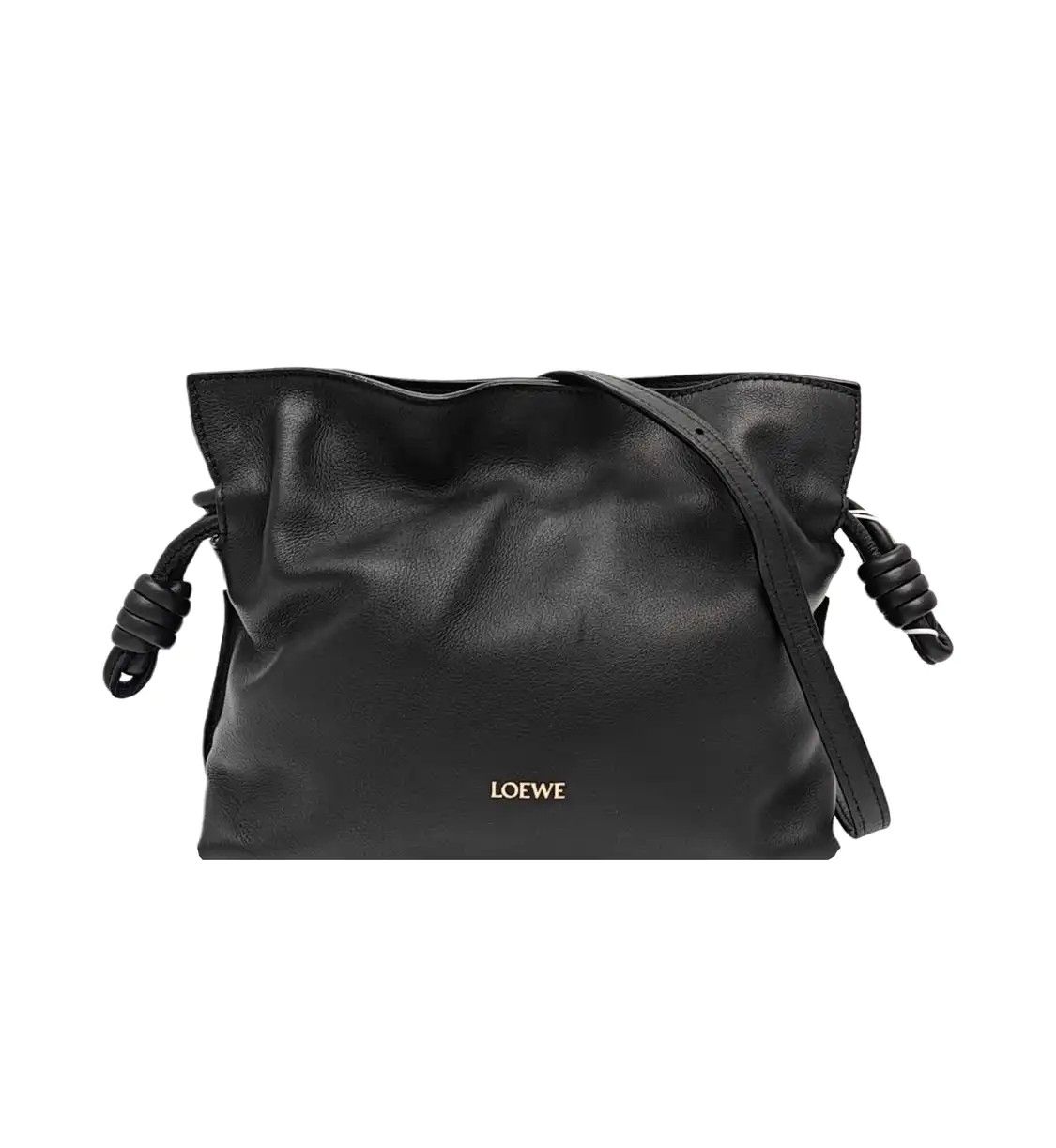 Loewe Flamenco Mini Black Cowhide Leather Shoulder Bag Crossbody Bag Gold Hardwa, Women's