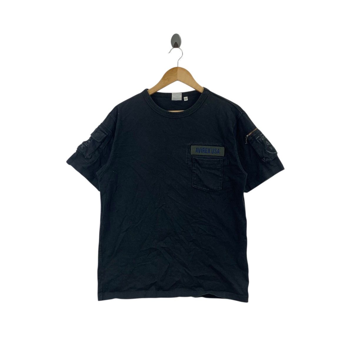 Avirex Vintage AVIREX USA MILITARY Patch Pocket Tee Shirt Top Zippe Size US XL / EU 56 / 4 - 2 Thumbnail