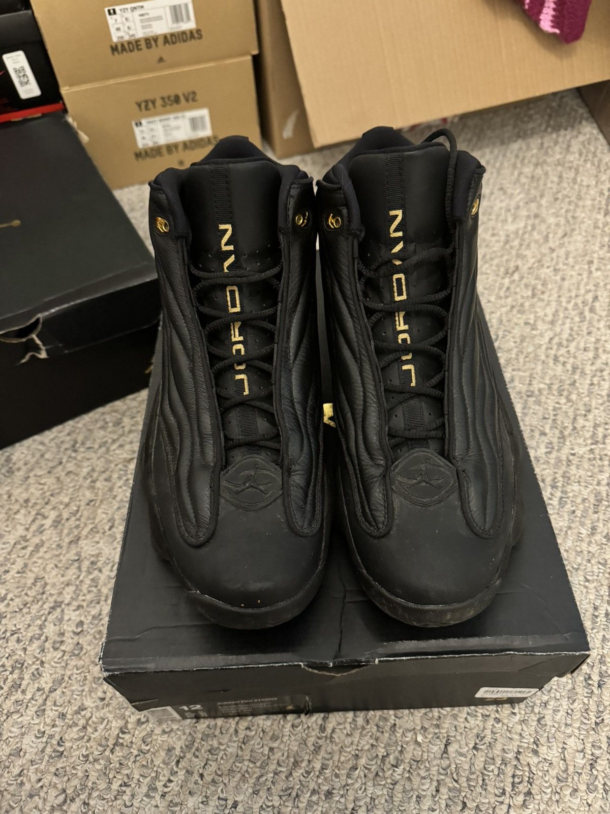 Jordan pro strong black and gold release date clearance