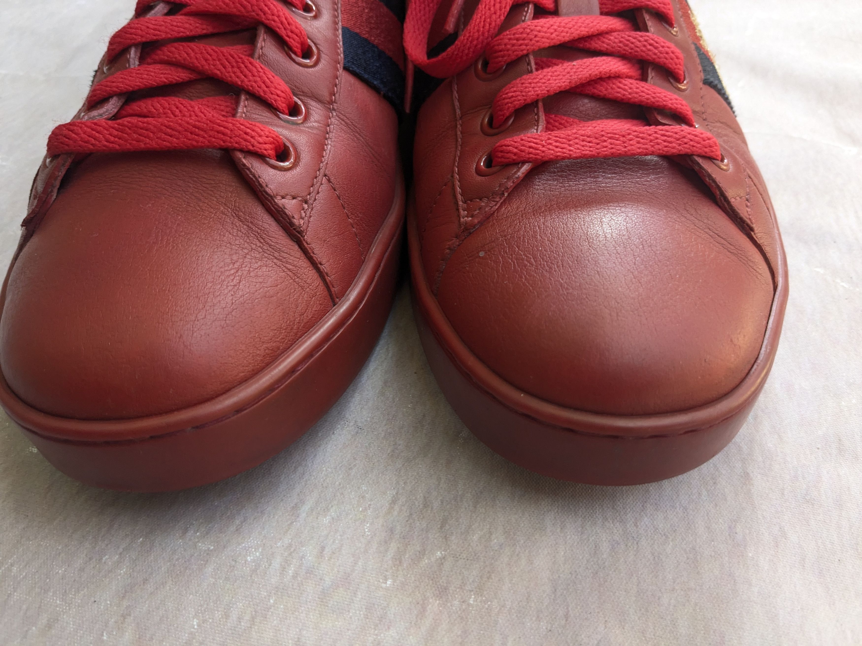 Gucci Gucci Ace Sneakers 9.5 Red Leather Low 429446 Size US 9.5 / EU 42-43 - 2 Thumbnail
