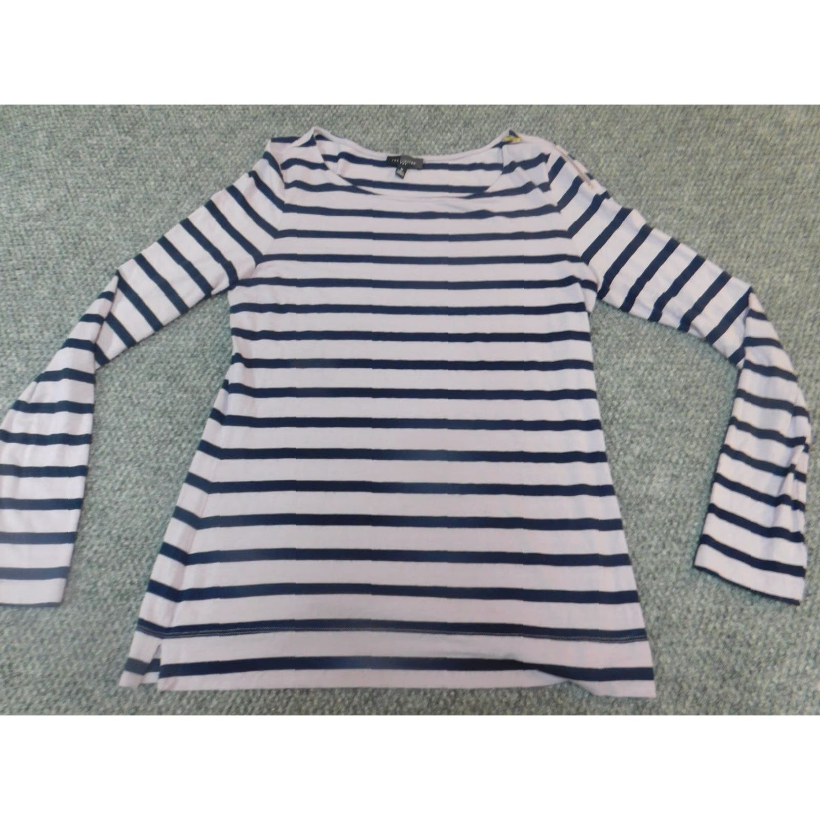 Vintage The Limited Blouse M Striped Purple Zipper Crew Neck Long Sleeve Women’s Regular Polyester Rayon Breathable Casual Vintage No Size M / US 6-8 / IT 42-44 - 2 Thumbnail