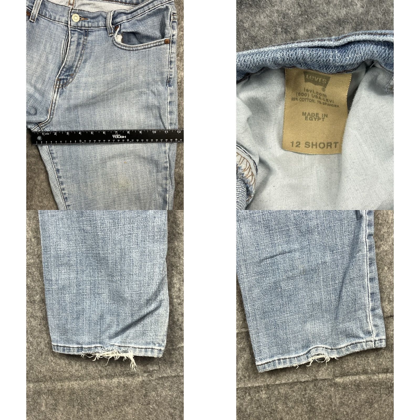 Levi's Levi's 505 Jeans Womens Regular Fit Straight Light Wash Distressed Size 12S, 29 in Inseam, Denim, 100% Cotton, Button Zip, Mid Rise, USA 90s Y2K Theme Size 34" / US 12 / IT 48 - 8 Thumbnail