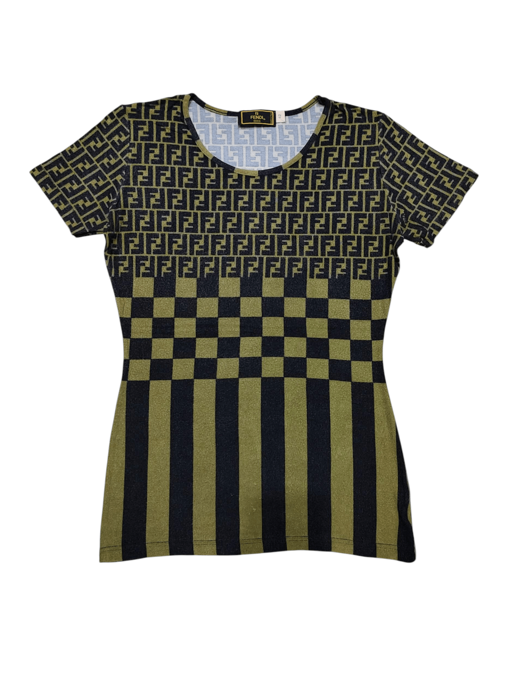 Fendi NEED GONE💥Vtg Fendi Zucca Rayon Tshirt Size M / US 6-8 / IT 42-44 - 1 Thumbnail
