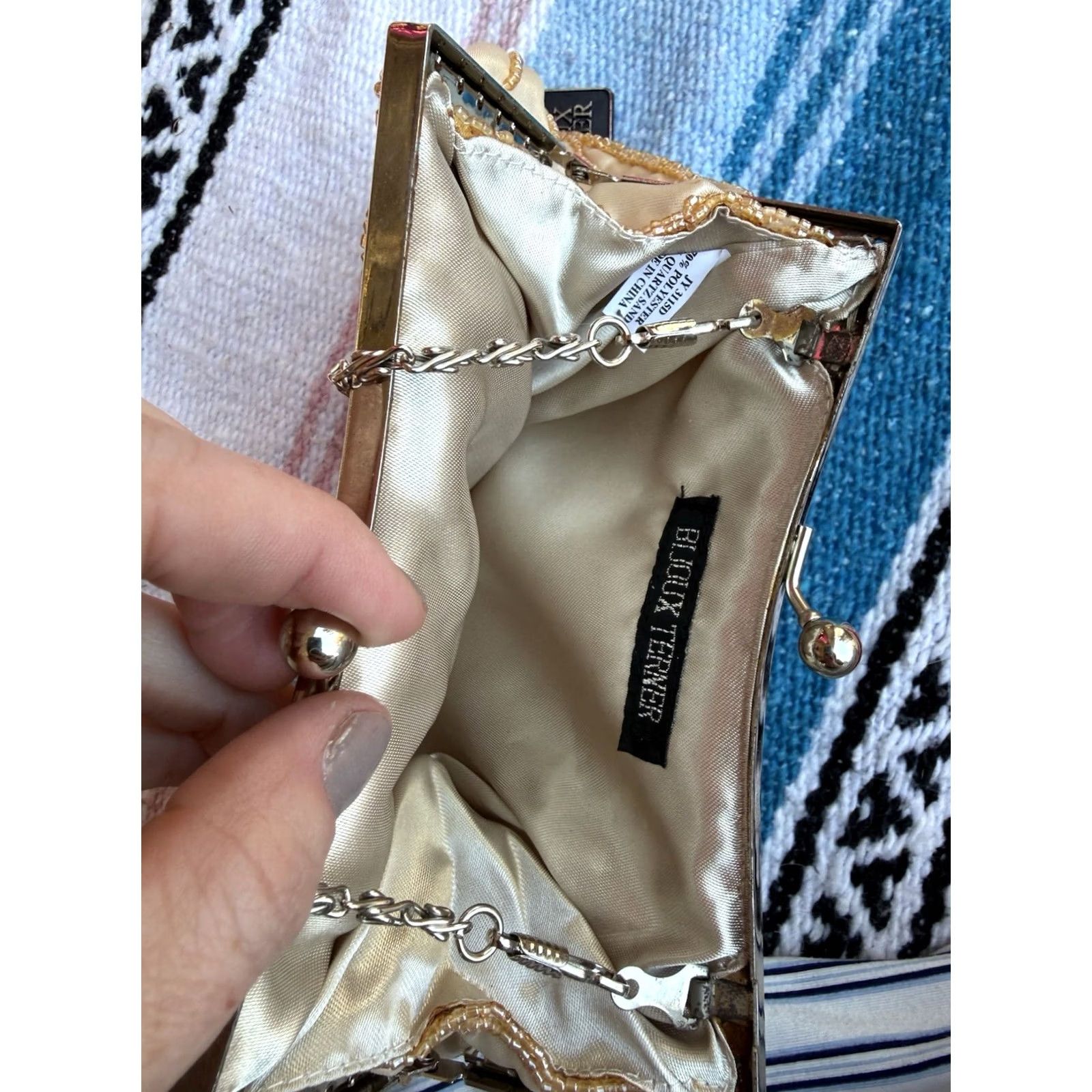 Vintage Bijoux Terner Gold Satin Beaded Sequined Evening Purse Clutch Handbag Bags Size ONE SIZE - 7 Thumbnail
