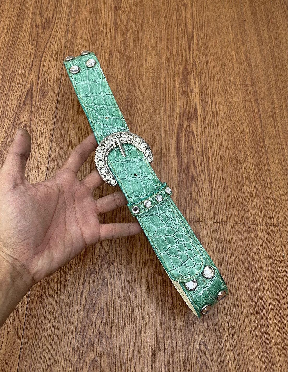 If Six Was Nine × Japanese Brand × Le Grande Bleu (L.G.B.) Green crystal croco belt Size ONE SIZE - 2 Thumbnail