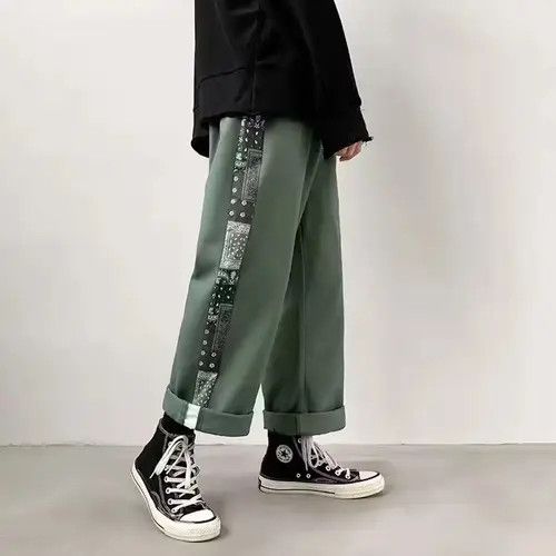 Japanese Brand 20AW Indigo Union Japan Green Bandana Paisley Side Pants Size US 32 / EU 48 - 1 Thumbnail