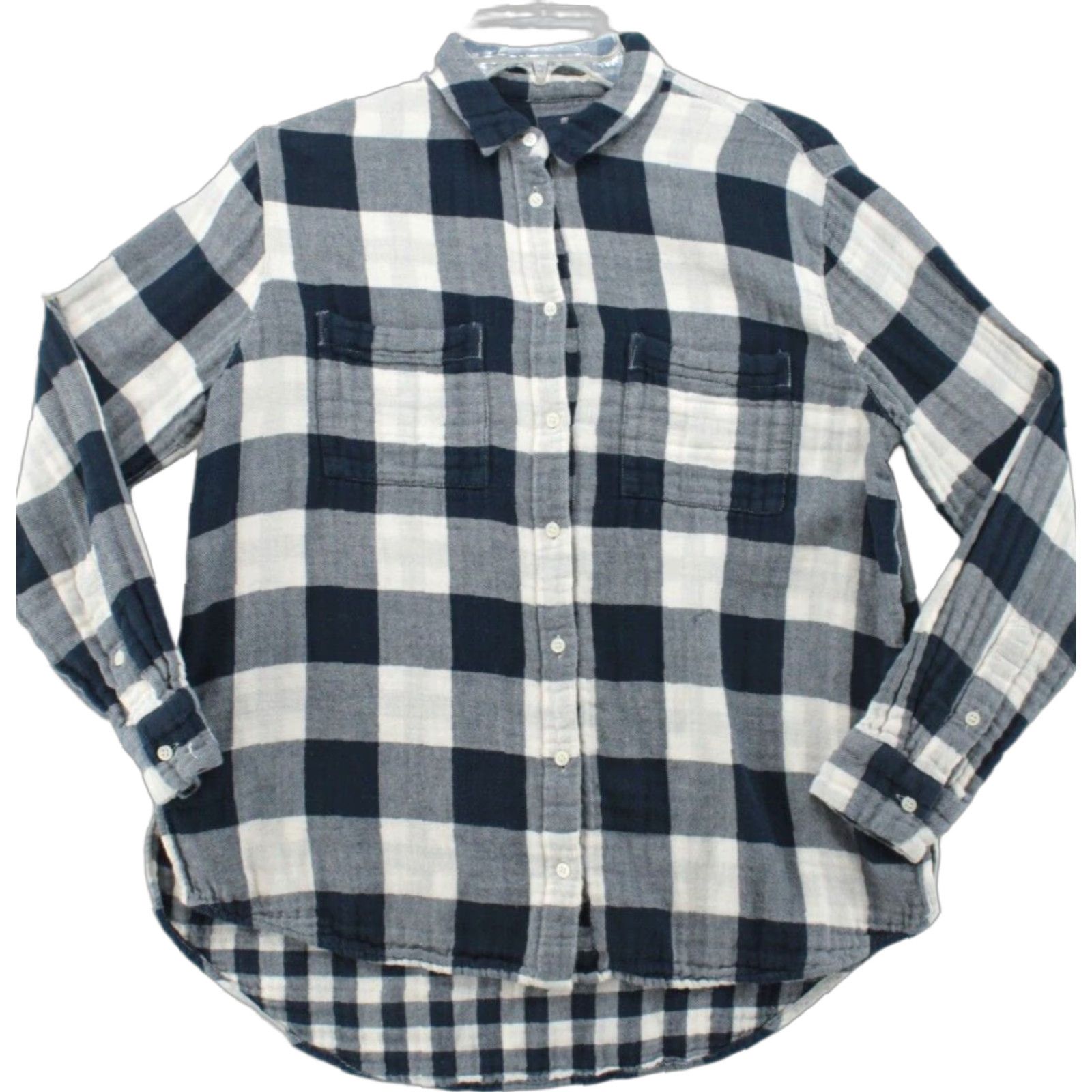 Madewell Madewell Flannel Shirt Women Medium Buffalo Plaid Check Blue Cream Cozy Boho Size M / US 6-8 / IT 42-44 - 1 Thumbnail