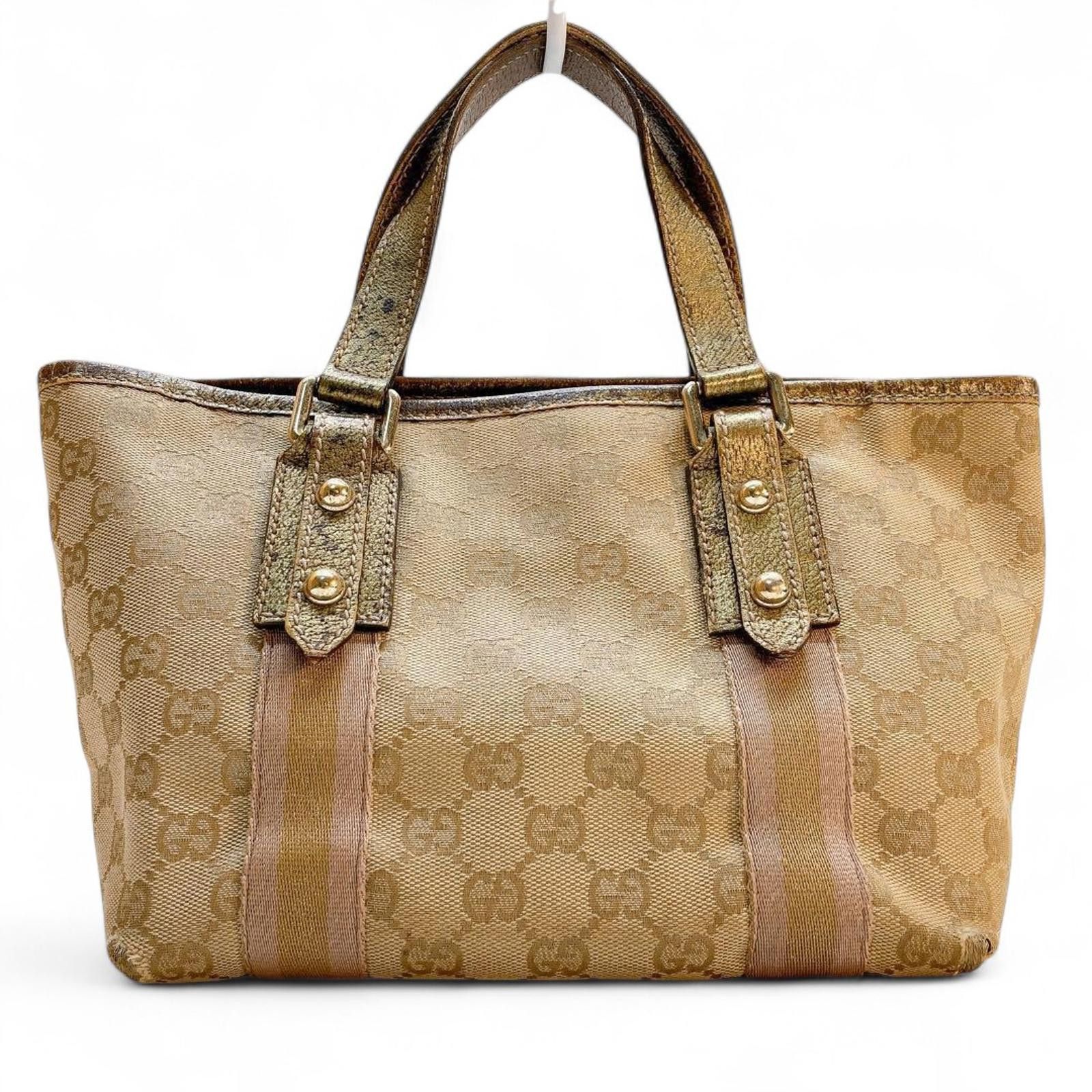 Gucci Gucci - Beige Monogram Canvas Handbag with Gold Accents Size ONE SIZE - 3 Thumbnail