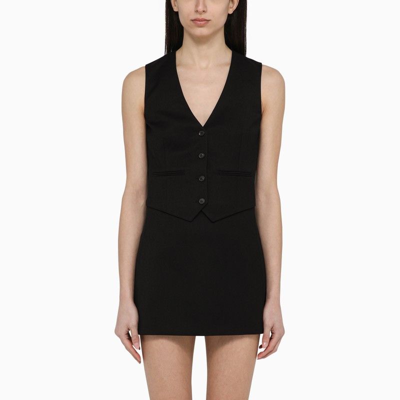 image of Wardrobe NYC Wardrobe.nyc Black Single-Breasted Wool Waistcoat, Women's (Size Small)