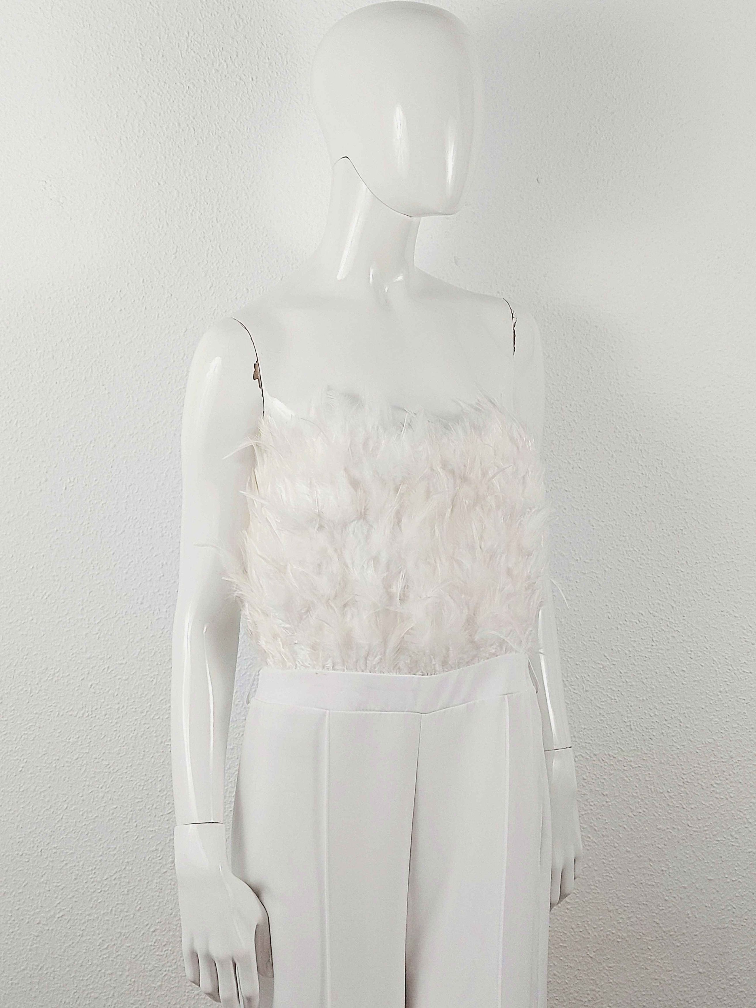 plein sud Plein Sud Faycal Amor White Feather Jumpsuit Dress Size 32" / US 10 / IT 46 - 3 Thumbnail