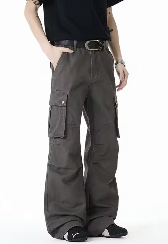 Japanese Brand Cargo Paratrooper Pants Loose Straight Large Pockets Size US 33 - 2 Thumbnail