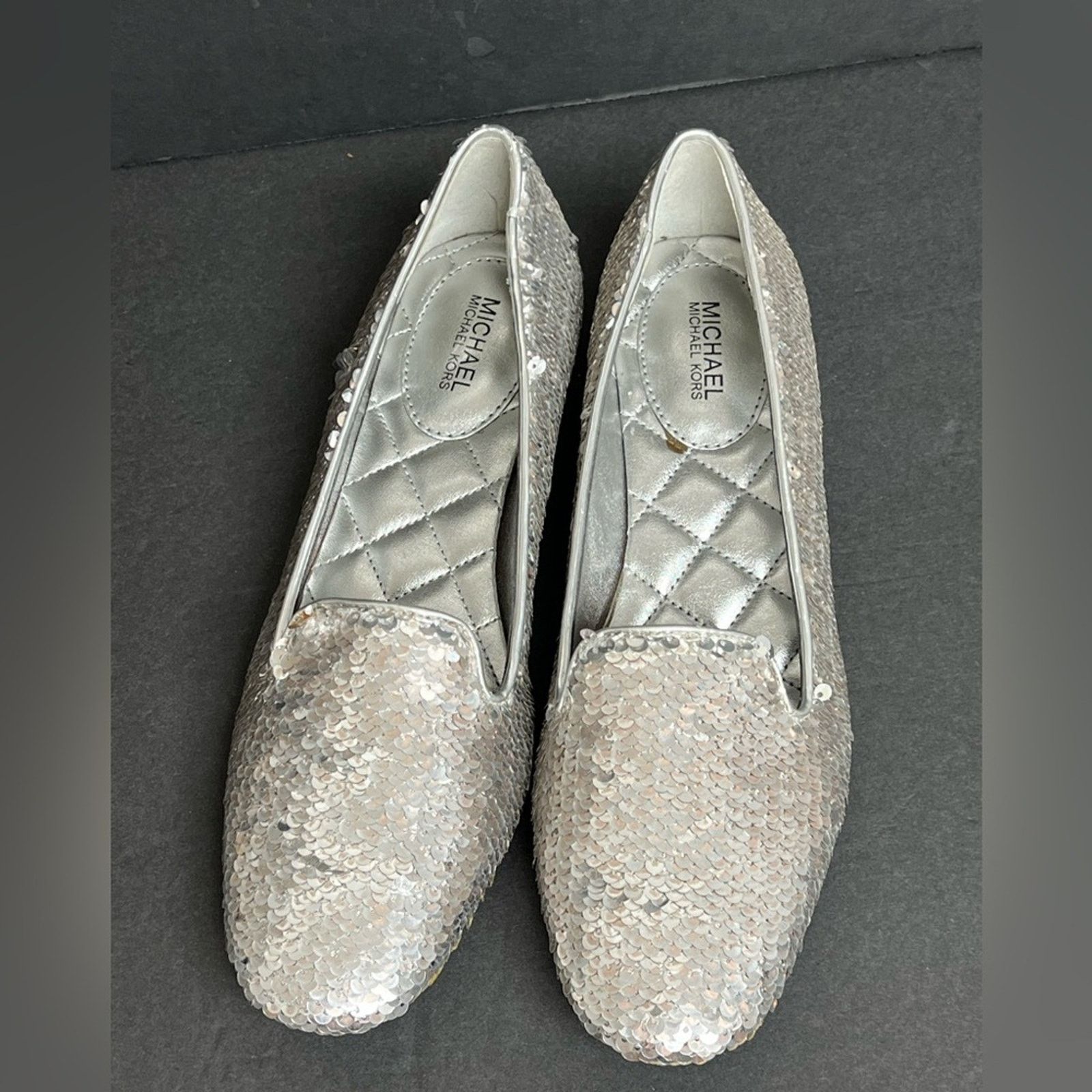 Michael Kors Michael Kors Women's Silver Glitter Slip-On Ballet Flats Size US 8.5 / IT 38.5 - 4 Thumbnail