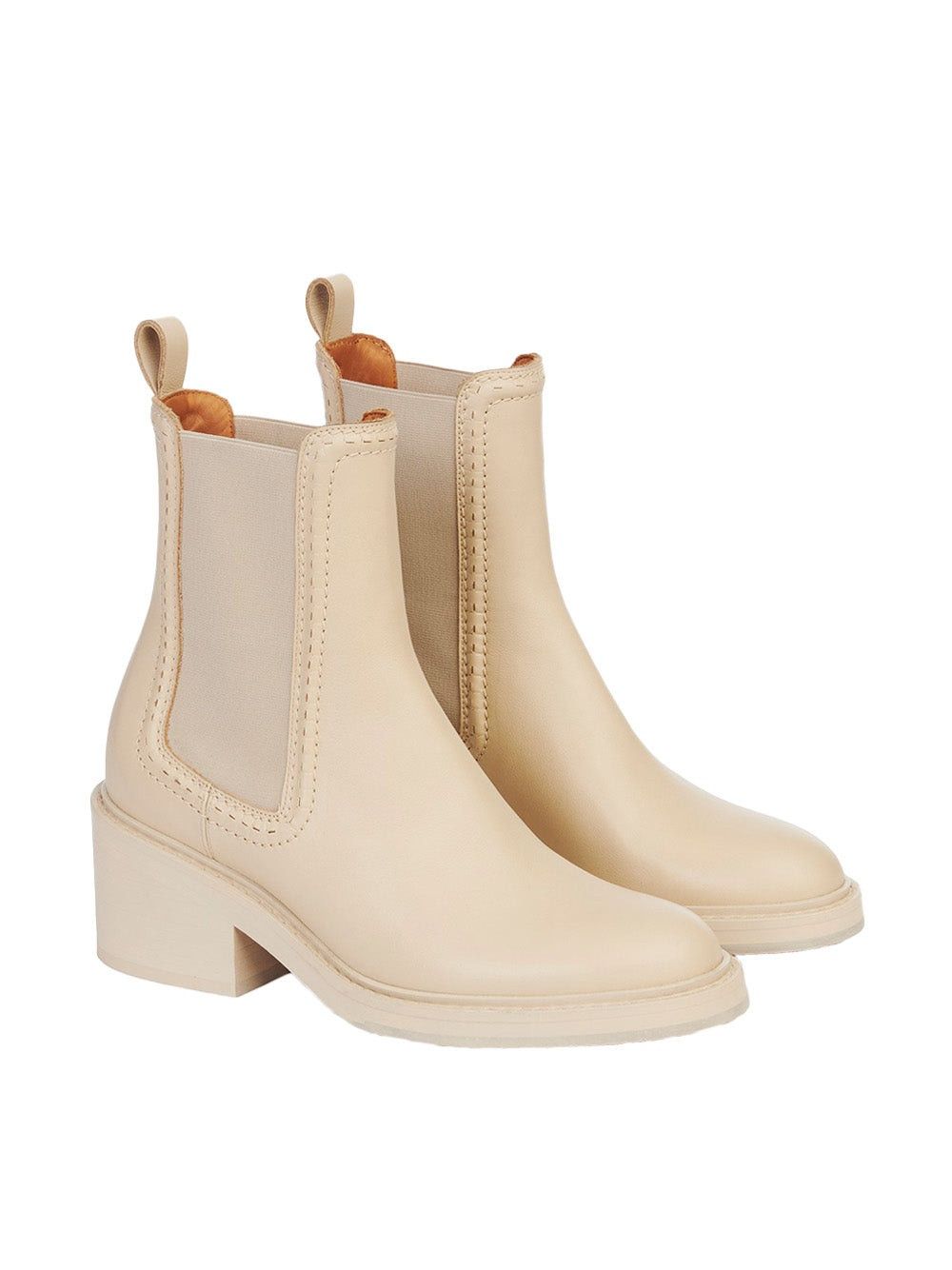 Chloe o1y0825 Leather Ankle Boots in Beige Size US 10 / IT 40 - 2 Thumbnail