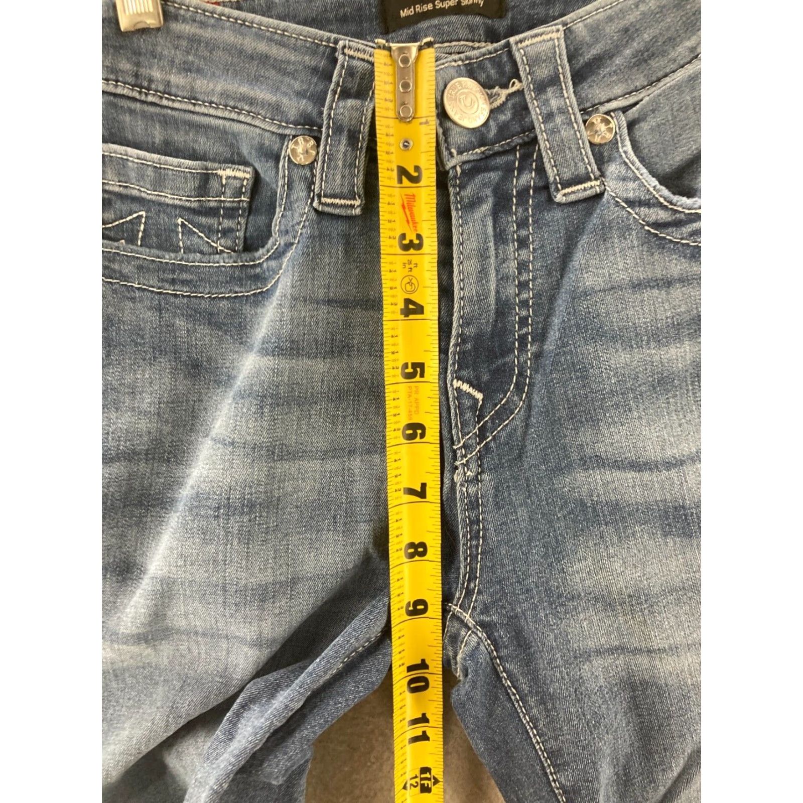 True Religion True Religion Jeans Womens 26 Mid Rise Super Skinny Jennie Raw Hem Blue Denim 5-Pocket Design Size 26" / US 2 / IT 38 - 4 Thumbnail