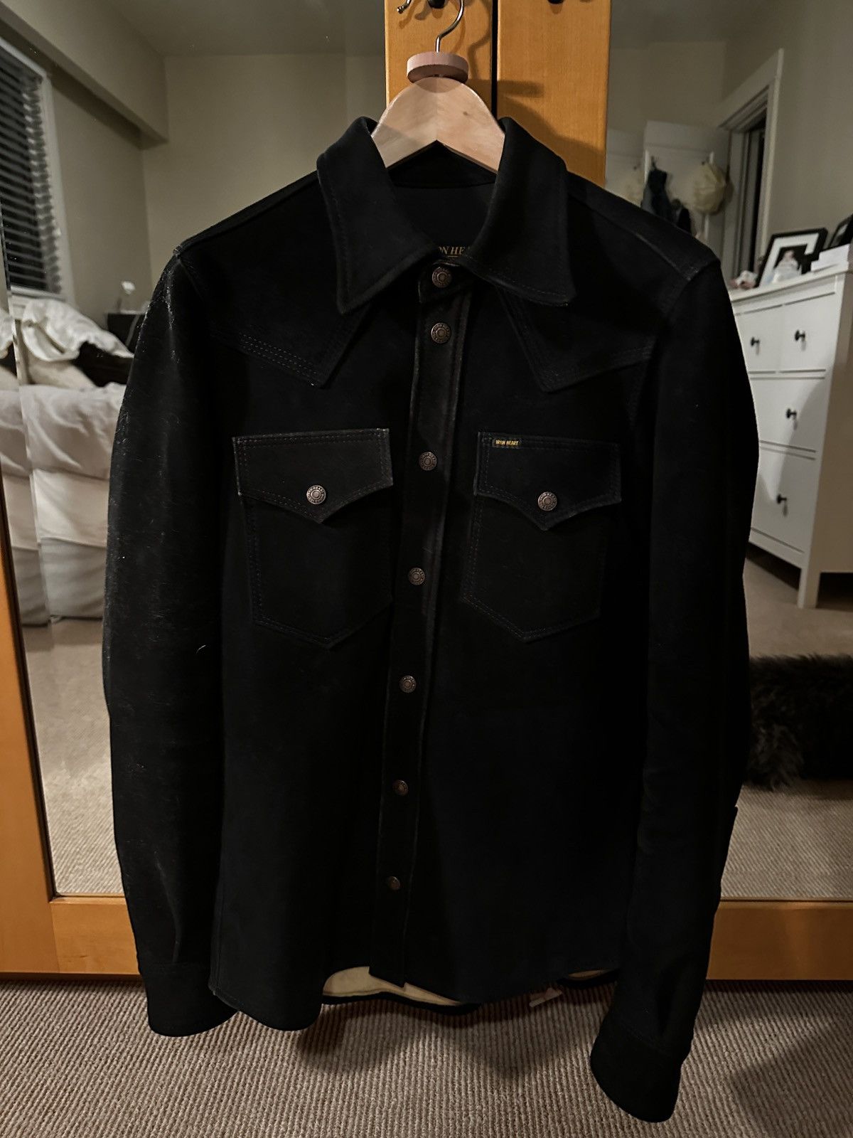 Iron Heart Deerskin Western Shirt 'The Big Buck' - Black