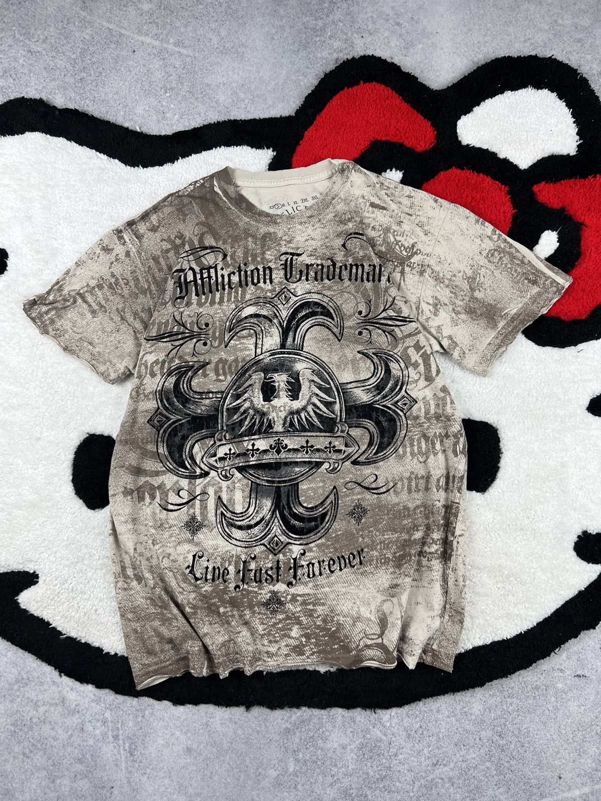 Affliction Vintage Affliction Skulls Skeleton Trashed Rhinestones Tee Size US S / EU 44-46 / 1 - 1 Thumbnail