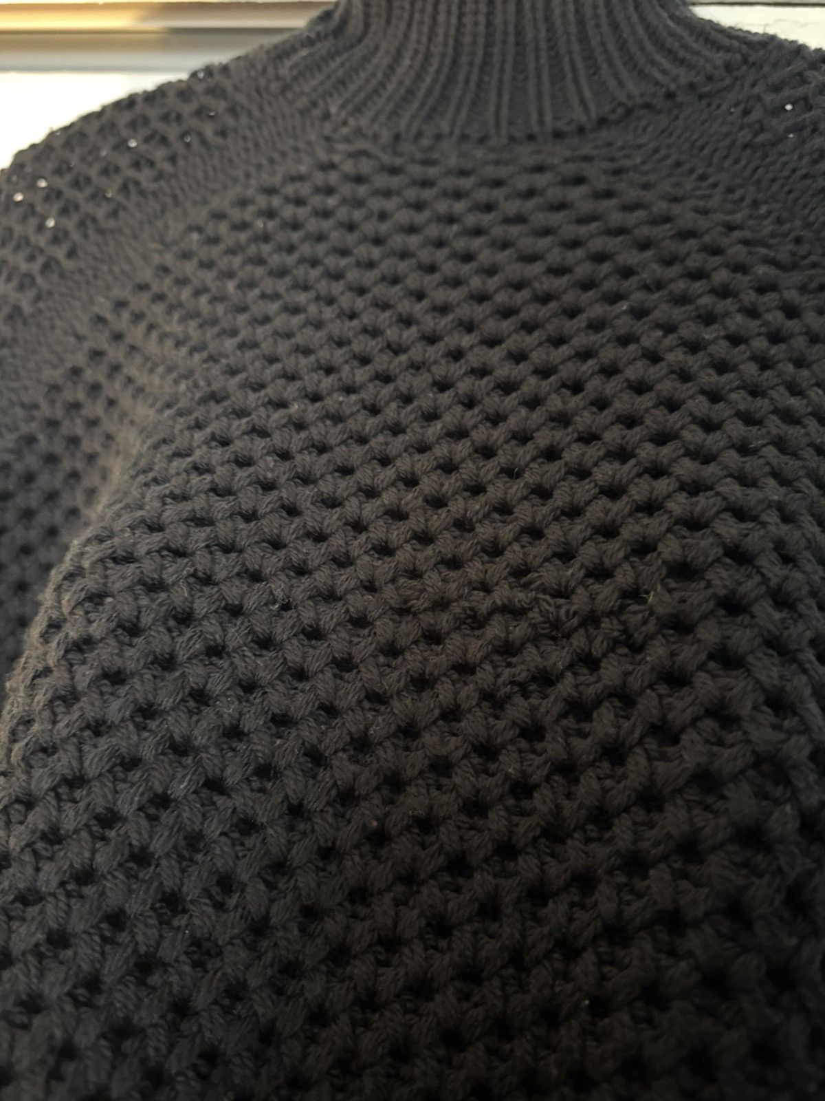 Ann Demeulemeester HUGO Wool Jumper black M/L Waffle-Knit Roll Neck RRP 850$ Size US M / EU 48-50 / 2 - 8 Thumbnail