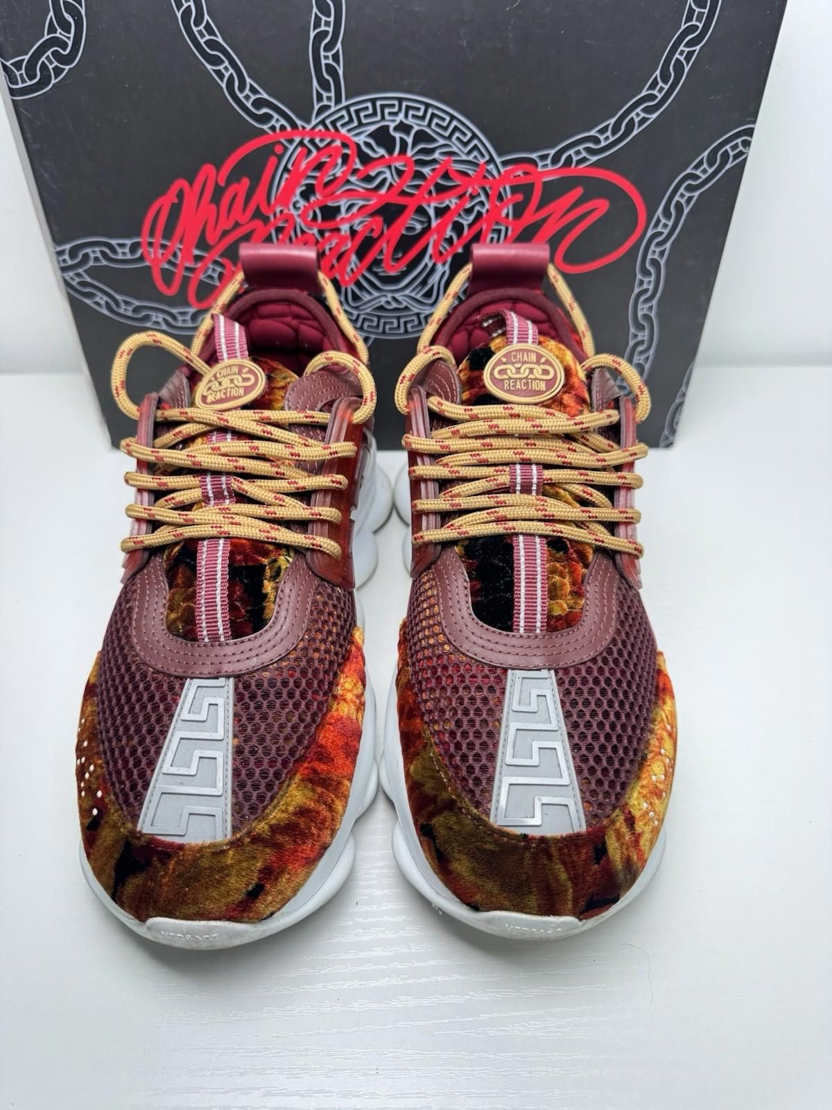 Versace Versace Chain Reaction Sneakers SZ 42.5 Red Multi Preowned Size US 9.5 / EU 42-43 - 2 Thumbnail