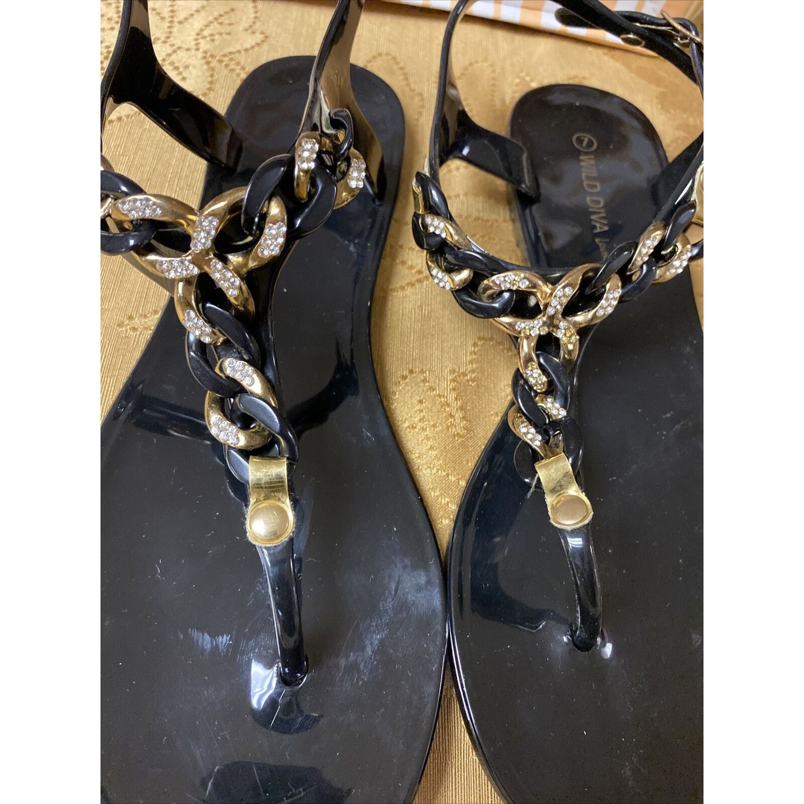 Other WILD DIVA LOUNGE Plastic Gel Rhinestone Sandals WMN 7Black Size US 7 / IT 37 - 3 Thumbnail