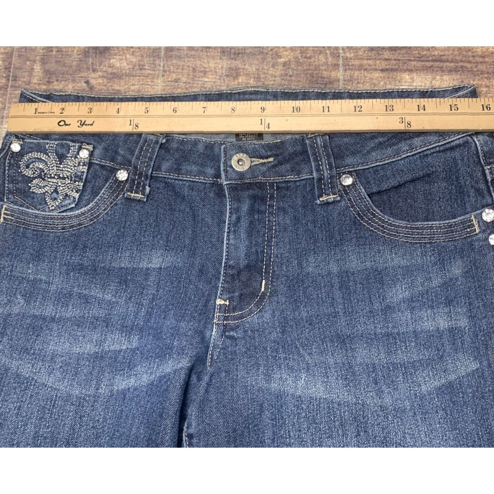 Denime Massini Womens Bootcut Denim Jeans Blue 32 x 30 Size 8 Slim Stretch Mid Rise Size 30" / US 8 / IT 44 - 7 Thumbnail