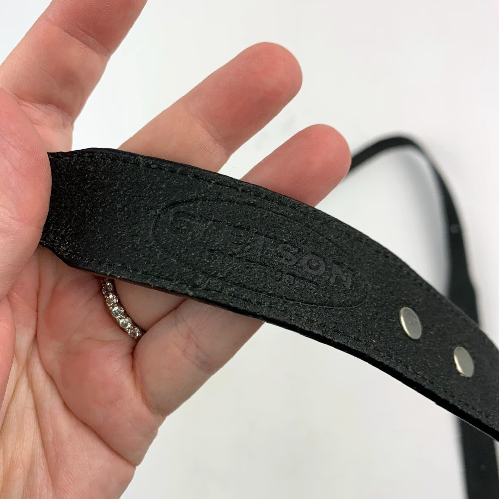 Stetson VINTAGE Stetson Belt Black Leather Glam Rock 34-36 Adult Unisex 1990s Metal Detailing Size ONE SIZE - 6 Thumbnail