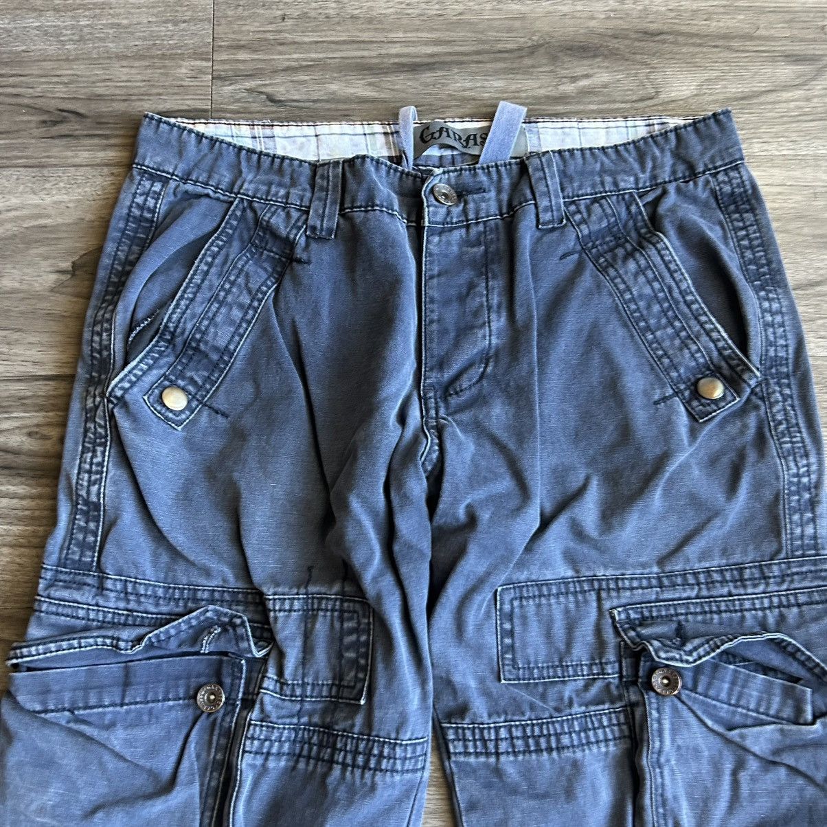 Other Vintage 90s/Y2K Faded Blue Cargo Flare Pants 34/32 Size US 34 / EU 50 - 3 Thumbnail