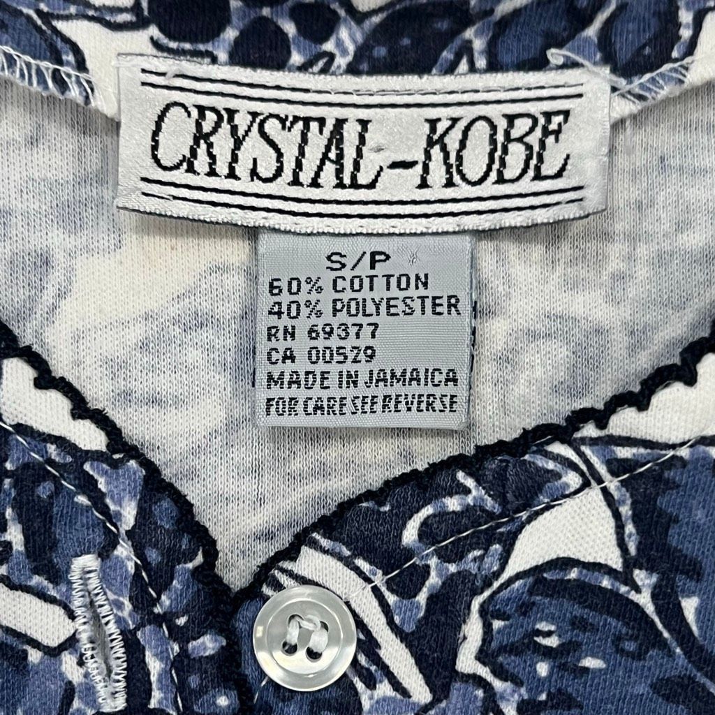Vintage Crystal-Kobe, Blue & White Floral Vine Print Vintage Tank, W Size S / US 4 / IT 40 - 3 Thumbnail