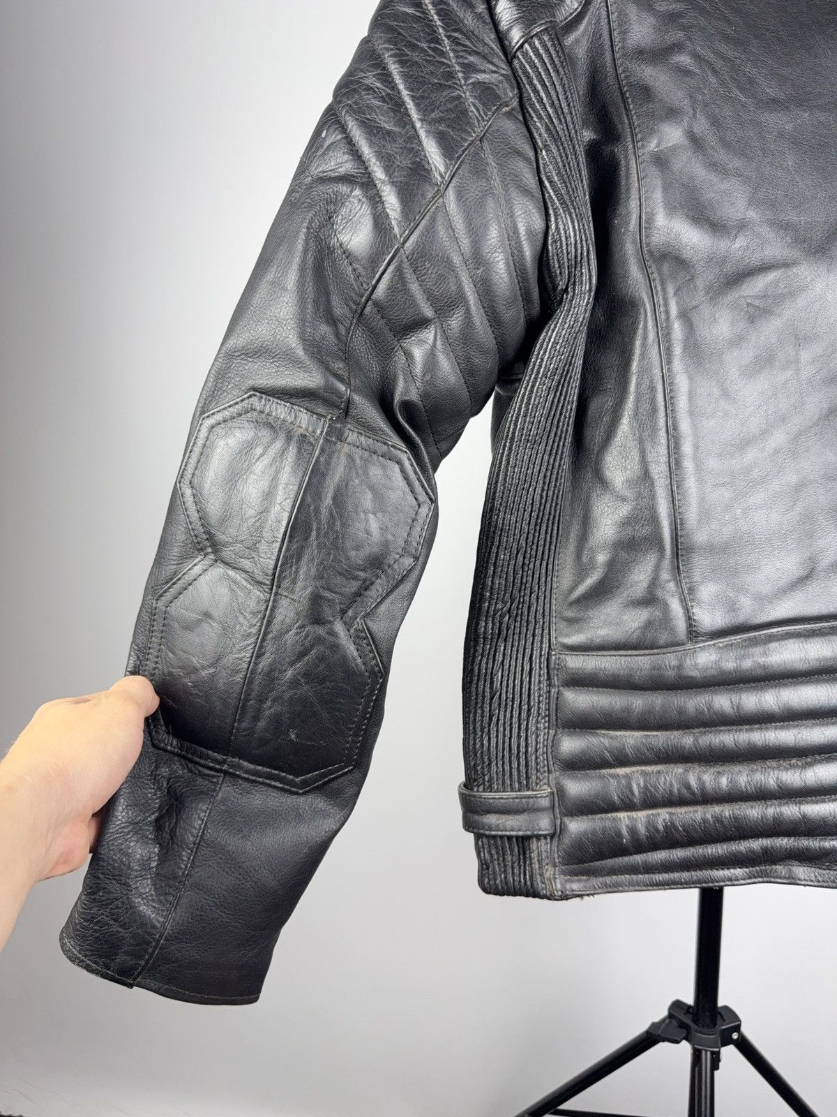 Leather Vntg 00s Heavy Leather Racing MOTO Bomber Jacket Punk Size US S / EU 44-46 / 1 - 11 Thumbnail