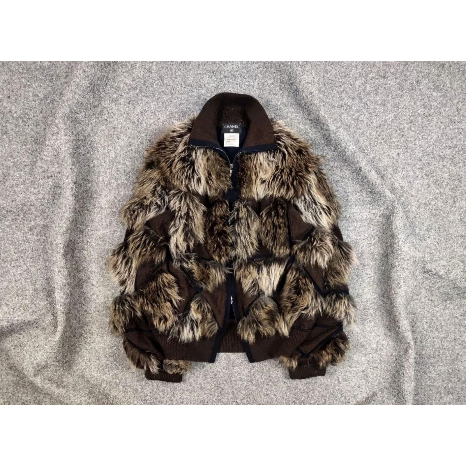 Chanel VINTAGE CHANEL Jacket Women M Brown Cashmere Wool Faux Fur Zip 90s Designer Size M / US 6-8 / IT 42-44 - 2 Thumbnail