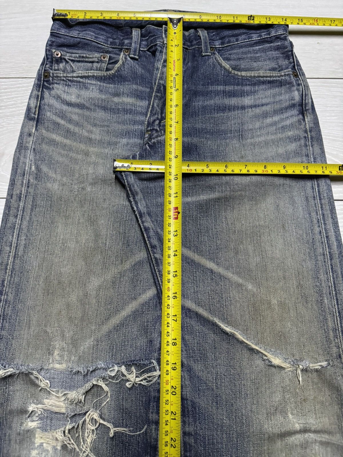 Levi's Levis 505 Mud Wash Nice Faded Distressed Straight Jeans Size US 28 / EU 44 - 14 Thumbnail
