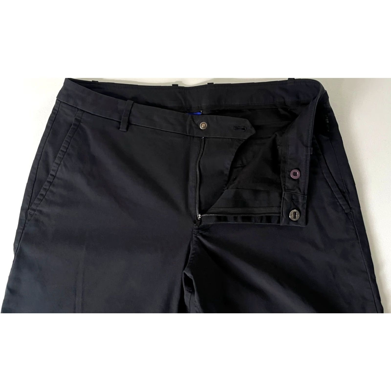 Vintage Kit and Ace Men's Chino Pants 34 Black Cotton Blend Stretch Flat Front Belt Loops Zip Inseam 32 Regular Straight Pockets City Preppy Style Men’s Pants Size US 34 / EU 50 - 6 Thumbnail