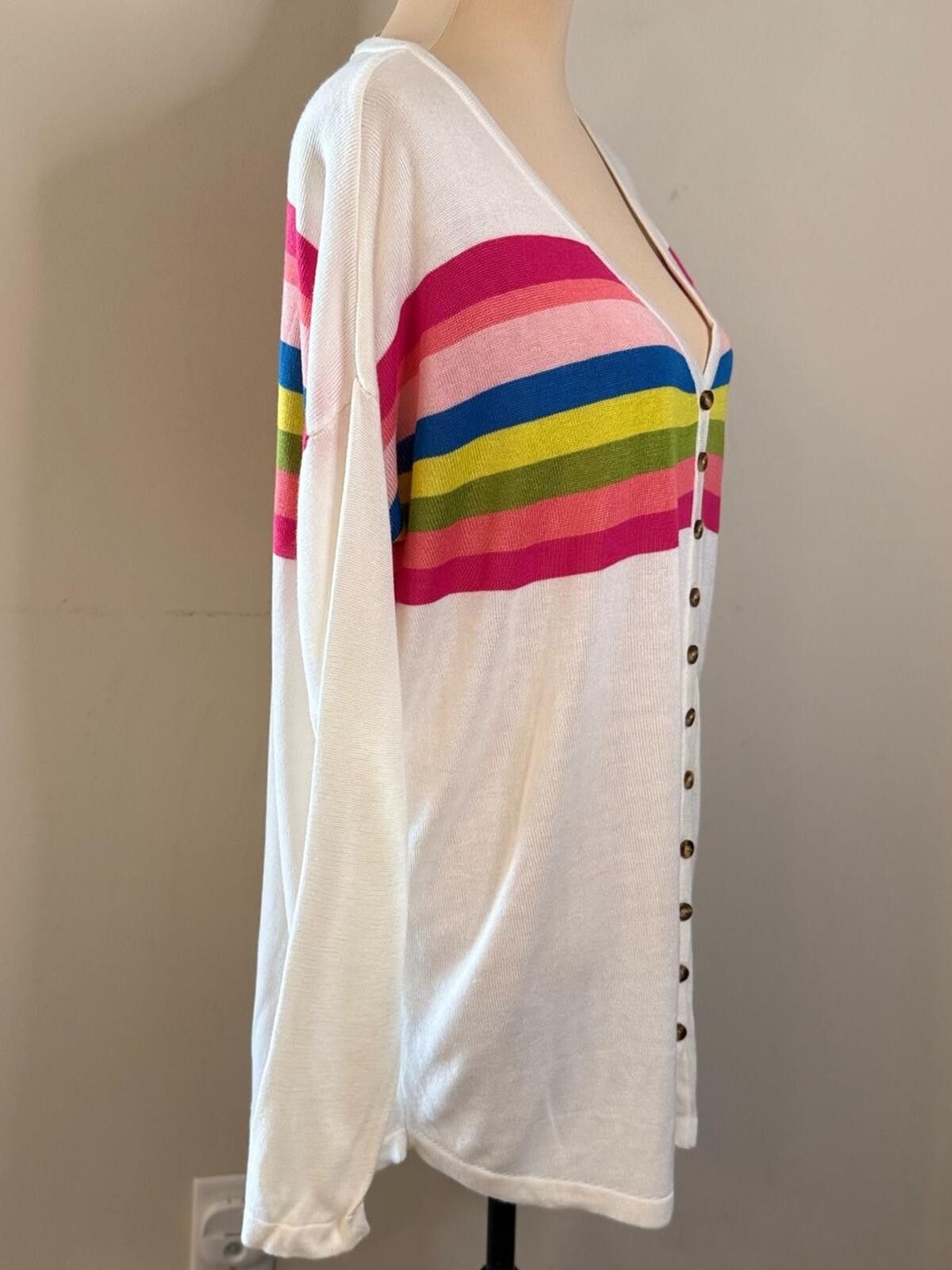 Other Hyped Unicorn retro cardigan rainbow V neck button front M/L Size M / US 6-8 / IT 42-44 - 2 Thumbnail