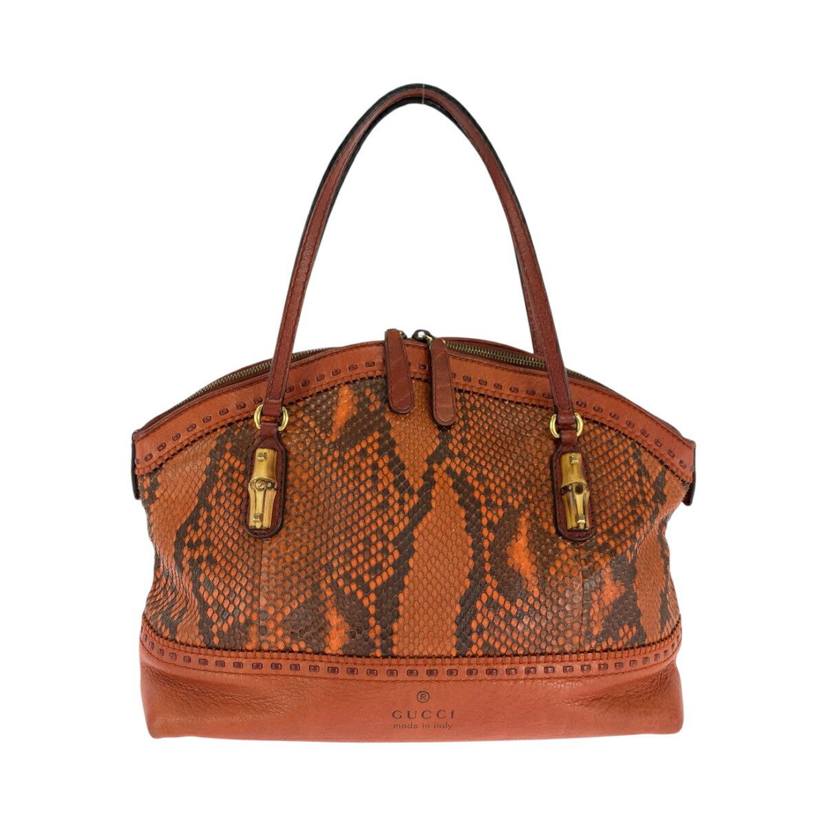 Gucci Gucci Bamboo Python 2Way Bag Natural Material Shoulder Bag 339002 in Orange, Women's