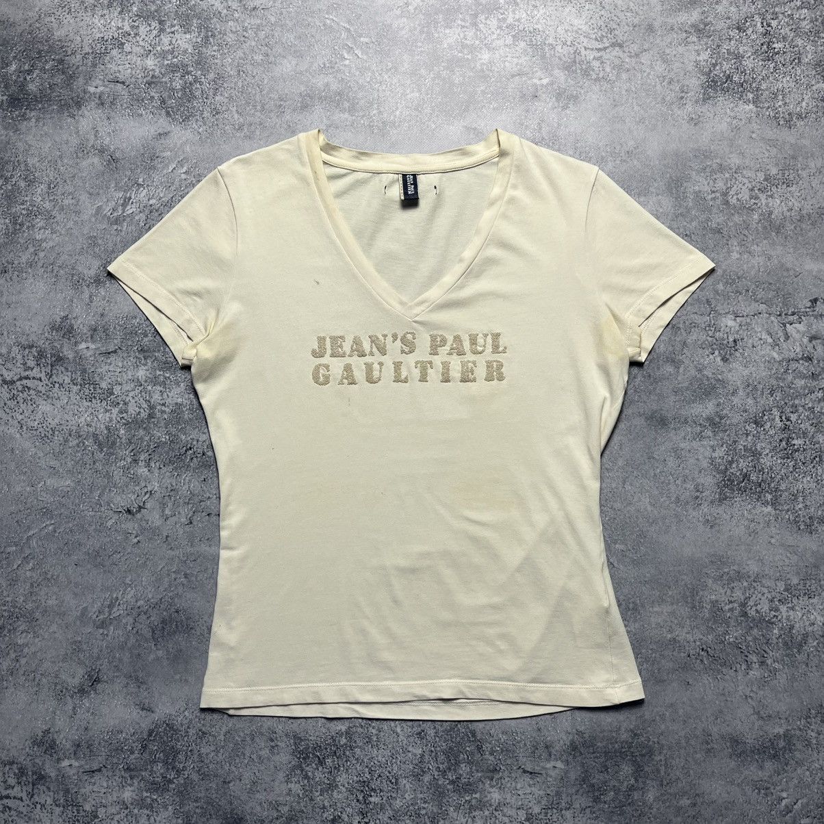 Jean Paul Gaultier Vintage Jean Paul Gaultier Big Rhinestone Central Logo Tee Size L / US 10 / IT 46 - 1 Thumbnail