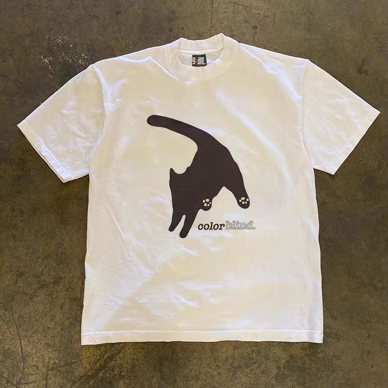 Vintage White casual retro cute cat print t-shirt Size US M / EU 48-50 / 2 - 1 Thumbnail