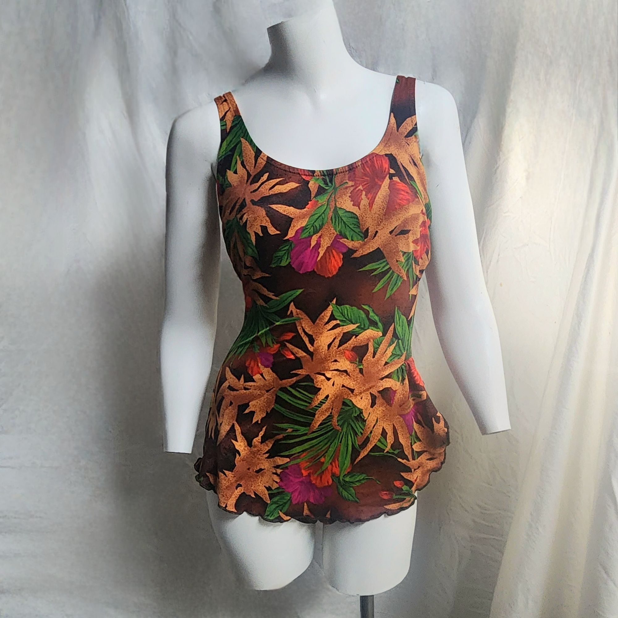 Jantzen Vintage Jantzen Swimsuit One Piece Tropical Skirt Retro Pinu Size XS / US 0-2 / IT 36-38 - 1 Thumbnail