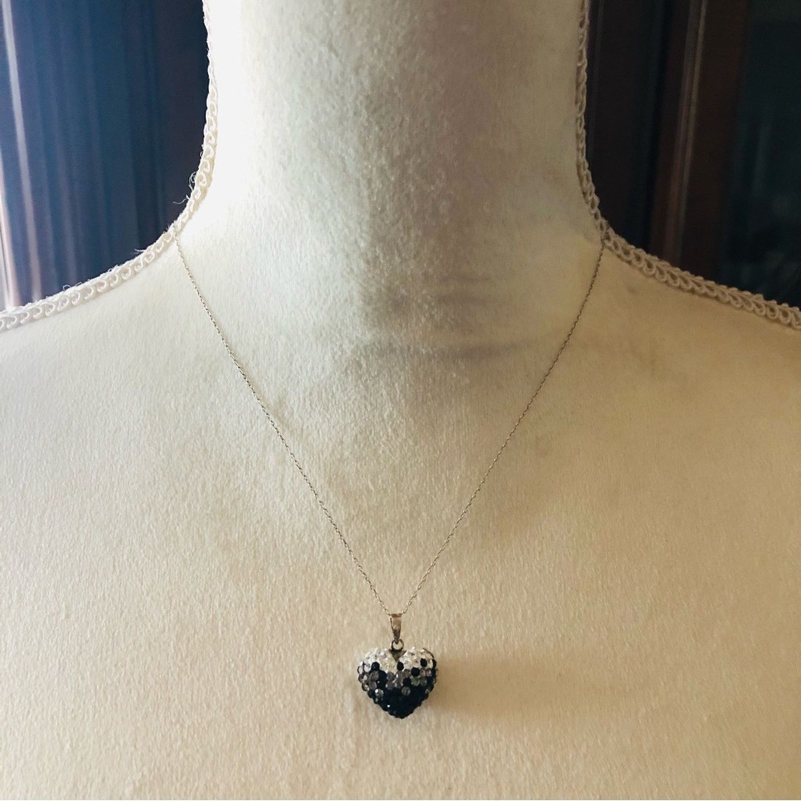 Jewelry Italy 925 sterling silver crystal covered heart necklace Size ONE SIZE - 3 Thumbnail