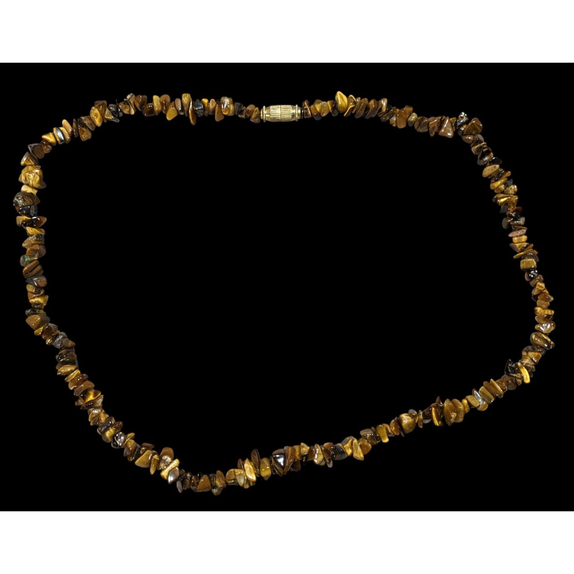 Other Natural Tiger Eye Chip Beaded Necklace With Barrel Clasp Size ONE SIZE - 1 Thumbnail