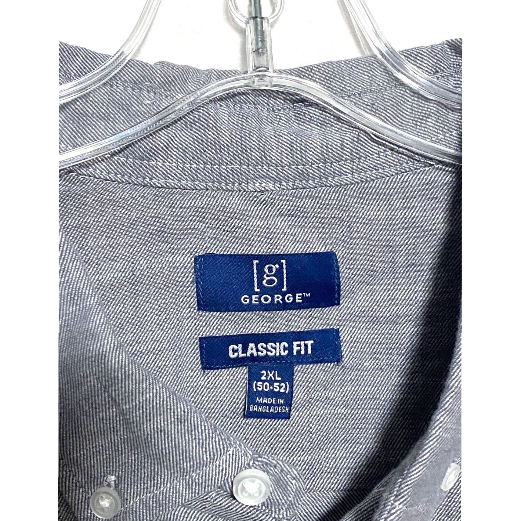George George Classic Fit Button Down Short Sleeve Grey Shirt Men 2XL NWT Stretch Size US XXL / EU 58 / 5 - 5 Thumbnail