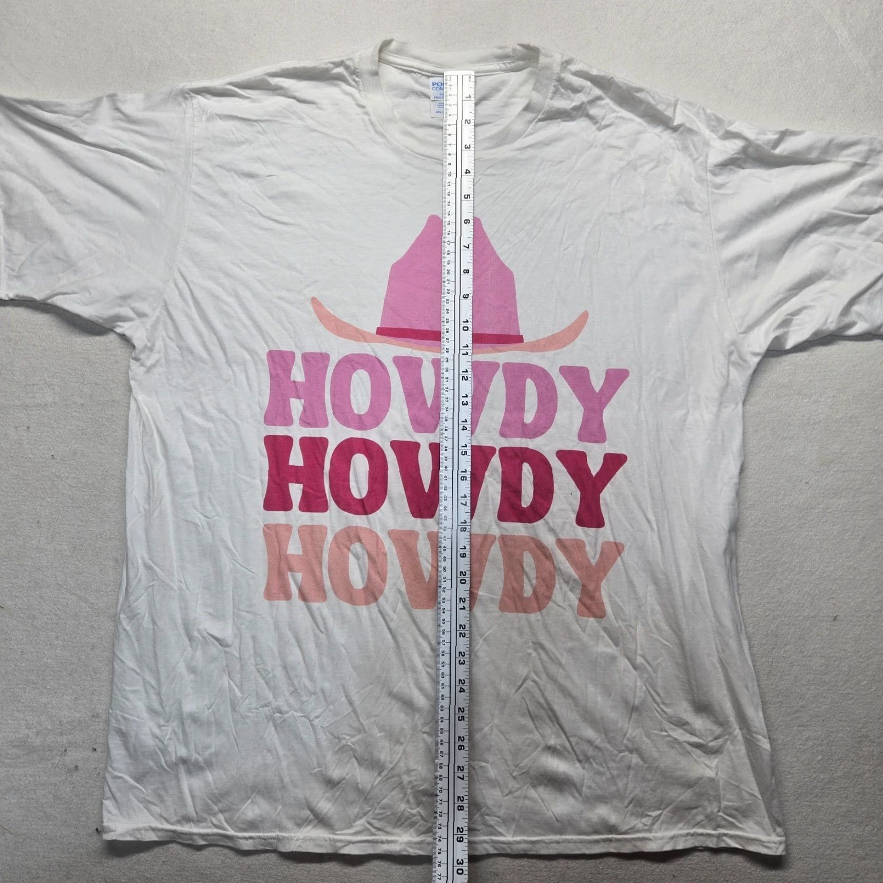 Vintage Howday Cowgirl Cowboy Hat Shirt Women 2XL White Funny Theme Casual Short Sleeve Crew Neck Cotton Polyester Port and Company Regular Mens? Size XXL / US 16-18 / IT 52-54 - 6 Thumbnail