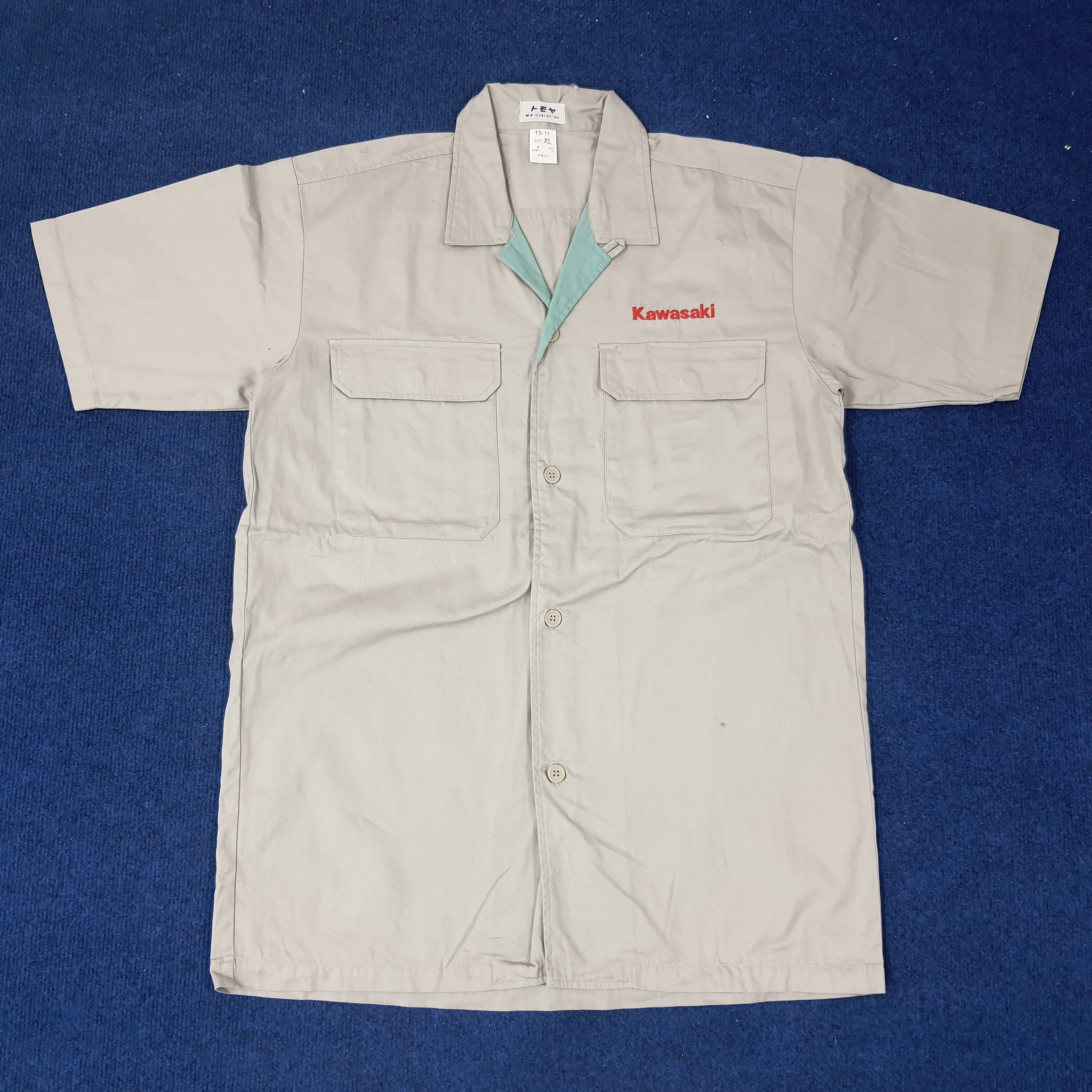 Japanese Brand × Vintage Vintage Kawasaki Japan Brand Racing Biker Work Shirt C219N55 Size US M / EU 48-50 / 2 - 1 Thumbnail