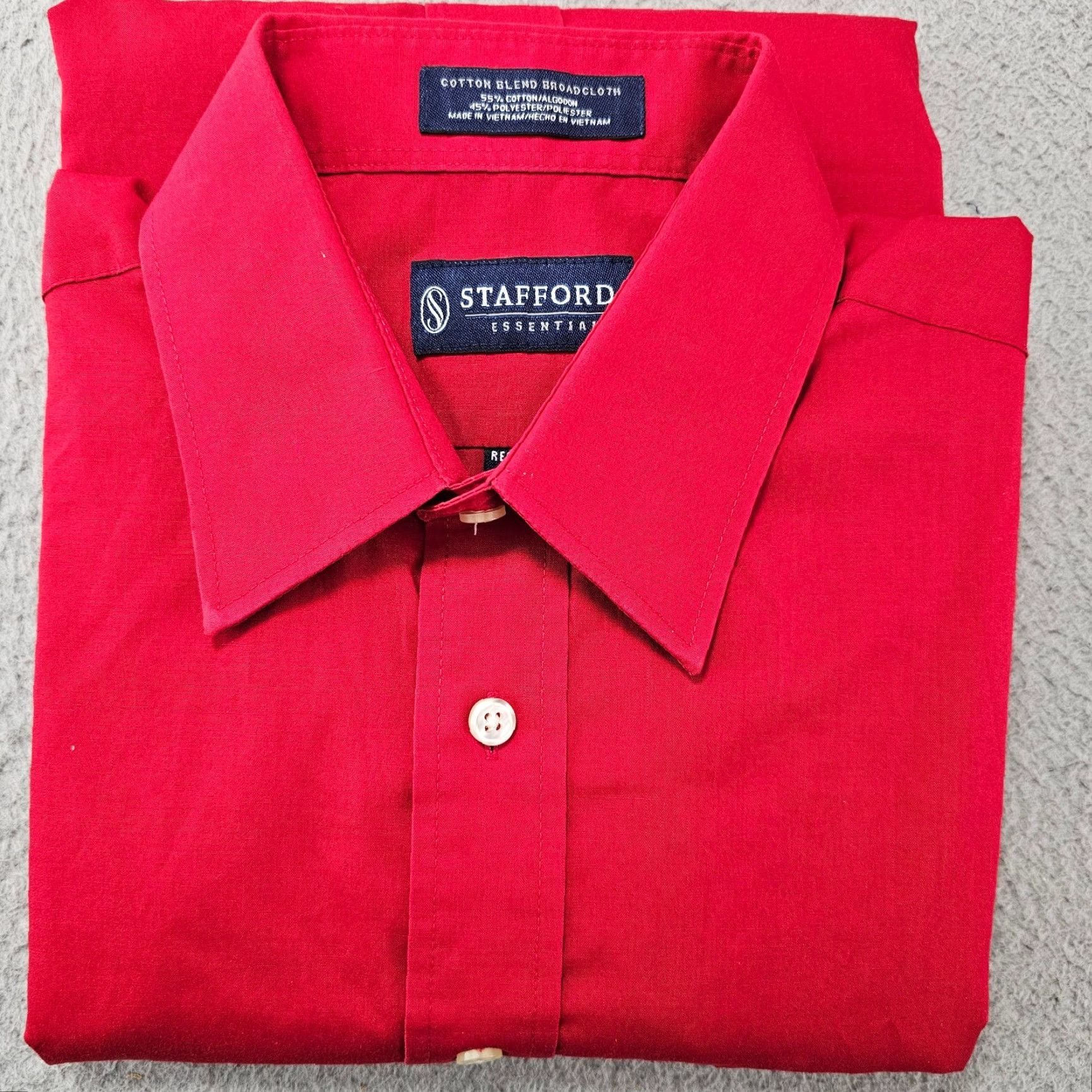 Stafford Stafford Dress Shirt Mens 15.5 34/35 Regular Red Cotton Blend Knit? Size 42R - 7 Thumbnail